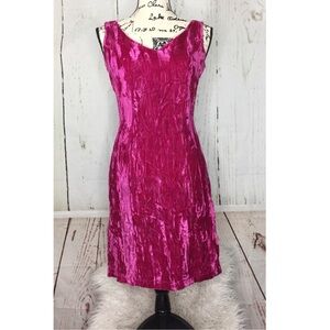 Betsey Johnson Crushed Velvet Hot Pink Dress
